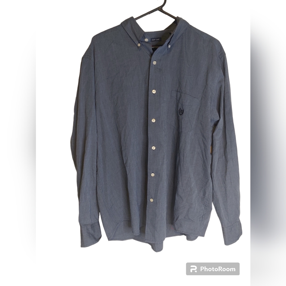 Chaps Easy Care Blue  Long Sleeve Dress Casual Shirt XL Work School